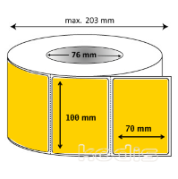 Rola etichete autocolante 100 x 70 mm dreptunghi D76 hartie ,galben, 2000 buc/rola (K2x100070)