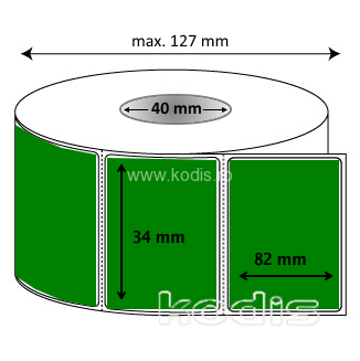 Rola etichete autocolante 34 x 82 mm dreptunghi D40 hartie ,verde, 750 buc/rola (D1x034082)