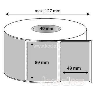 Rola etichete autocolante 80 x 40 mm dreptunghi D40 poliester ,argintiu, 1500 buc/rola (C1x080040)