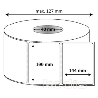 Rola etichete autocolante 100 x 144 mm dreptunghi D40 hartie termica adeziv temporar ,alb mat, 500 buc/rola (N1x100144)