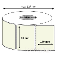 Rola etichete autocolante 80 x 140 mm dreptunghi D40 polipropilena ,alb perlat, 500 buc/rola (41x080140)