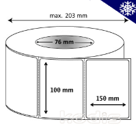 Rola etichete autocolante 100 x 150 mm dreptunghi D76 hartie termica TOP adeziv congelare ,alb mat, 1200 buc/rola (B2x100150)