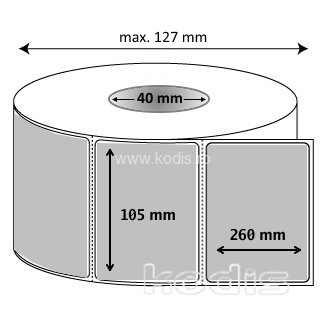 Rola etichete autocolante 105 x 260 mm dreptunghi D40 poliester ,argintiu, 200 buc/rola (C1x105260)
