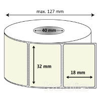 Rola etichete autocolante 32 x 18 mm dreptunghi D40 polipropilena ,alb perlat, 2000 buc/rola (41x032018)