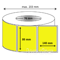Rola etichete autocolante 80 x 140 mm dreptunghi D76 hartie ,galben fluorescent, 1200 buc/rola (62x080140)