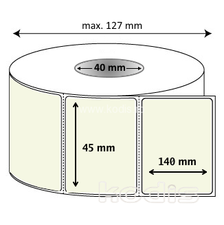41x045140 Rola etichete autocolante 45 x 140 mm dreptunghi D40 polipropilena ,alb perlat, 500 buc/rola (41x045140)