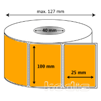 Rola etichete autocolante 100 x 25 mm dreptunghi D40 hartie ,orange, 2000 buc/rola (L1x100025)