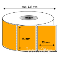 Rola etichete autocolante 45 x 25 mm dreptunghi D40 hartie ,orange, 2000 buc/rola (L1x045025)