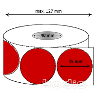 Rola etichete autocolante 35 x 35 mm rotund D40 hartie ,rosu, 1500 buc/rola (J7x035035)
