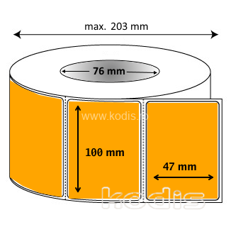 L2x100047 Rola etichete autocolante 100 x 47 mm dreptunghi D76 hartie ,orange, 3000 buc/rola (L2x100047)