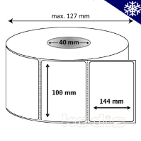 Rola etichete autocolante 100 x 144 mm dreptunghi D40 hartie termica TOP adeziv congelare ,alb mat, 500 buc/rola (B1x100144)