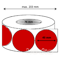 Rola etichete autocolante 40 x 40 mm rotund D76 hartie ,rosu, 4000 buc/rola (J8x040040)