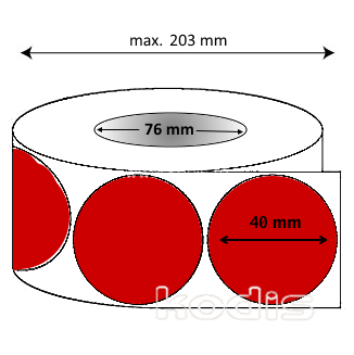 J8x040040 Rola etichete autocolante 40 x 40 mm rotund D76 hartie ,rosu, 4000 buc/rola (J8x040040)