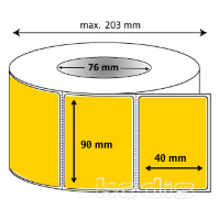 Rola etichete autocolante 90 x 40 mm dreptunghi D76 hartie ,galben, 4000 buc/rola (K2x090040)