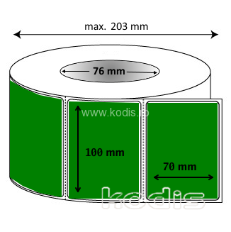 Rola etichete autocolante 100 x 70 mm dreptunghi D76 hartie ,verde, 2000 buc/rola (D2x100070)