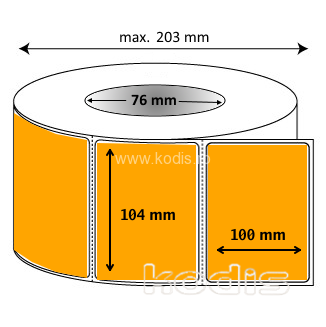 Rola etichete autocolante 104 x 100 mm dreptunghi D76 hartie ,orange, 1700 buc/rola (L2x104100)