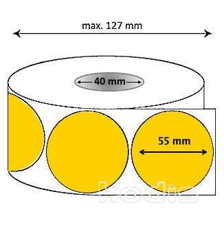 Rola etichete autocolante 55 x 55 mm rotund D40 hartie ,galben, 1000 buc/rola (K7x055055)