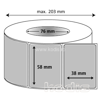 Rola etichete autocolante 58 x 38 mm dreptunghi D76 poliester ,argintiu, 4000 buc/rola (C2x058038)