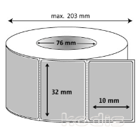Rola etichete autocolante 32 x 10 mm dreptunghi D76 poliester ,argintiu, 7000 buc/rola (C2x032010)