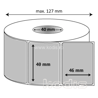 C1x040046 Rola etichete autocolante 40 x 46 mm dreptunghi D40 poliester ,argintiu, 1000 buc/rola (C1x040046)