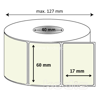 Rola etichete autocolante 60 x 17 mm dreptunghi D40 polipropilena ,alb perlat, 2000 buc/rola (41x060017)