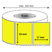 Rola etichete autocolante 60 x 17 mm dreptunghi D76 hartie ,galben fluorescent, 7000 buc/rola (62x060017)