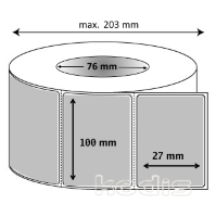Rola etichete autocolante 100 x 27 mm dreptunghi D76 poliester ,argintiu, 5000 buc/rola (C2x100027)
