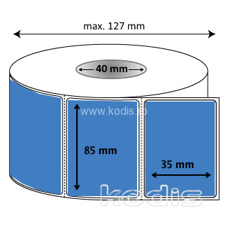 F1x085035 Rola etichete autocolante 85 x 35 mm dreptunghi D40 hartie ,albastru, 1500 buc/rola (F1x085035)
