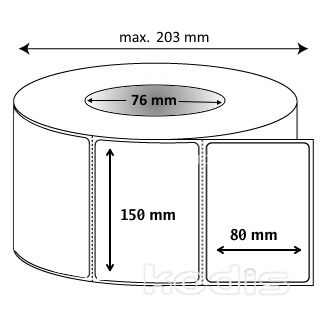 G2x150080 Rola etichete autocolante 150 x 80 mm dreptunghi D76 hartie speciala industria farmaceutica ,alb mat, 2000 buc/rola (G2x150080)