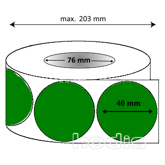 Rola etichete autocolante 40 x 40 mm rotund D76 hartie ,verde, 4000 buc/rola (D8x040040)