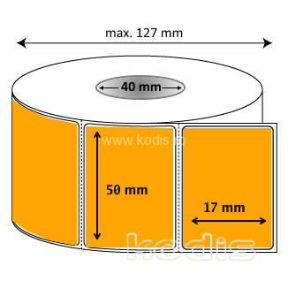 L1x050017 Rola etichete autocolante 50 x 17 mm dreptunghi D40 hartie ,orange, 2000 buc/rola (L1x050017)