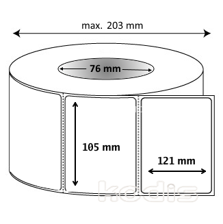 Rola etichete autocolante 105 x 121 mm dreptunghi D76 hartie ,alb semilucios, 1200 buc/rola (32x105121)