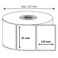 Rola etichete autocolante 45 x 120 mm dreptunghi D40 hartie speciala industria farmaceutica ,alb mat, 500 buc/rola (G1x045120)