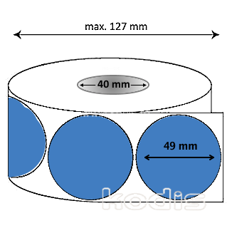 F7x049049 Rola etichete autocolante 49 x 49 mm rotund D40 hartie ,albastru, 1000 buc/rola (F7x049049)
