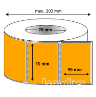 Rola etichete autocolante 55 x 99 mm dreptunghi D76 hartie ,orange, 2000 buc/rola (L2x055099)