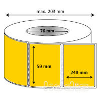 Rola etichete autocolante 50 x 240 mm dreptunghi D76 hartie ,galben, 600 buc/rola (K2x050240)