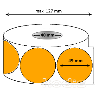 L7x049049 Rola etichete autocolante 49 x 49 mm rotund D40 hartie ,orange, 1000 buc/rola (L7x049049)