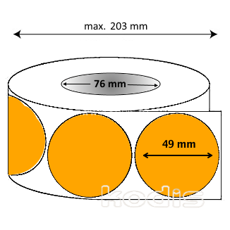 L8x049049 Rola etichete autocolante 49 x 49 mm rotund D76 hartie ,orange, 3000 buc/rola (L8x049049)
