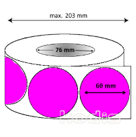 Rola etichete autocolante 60 x 60 mm rotund D76 hartie ,magenta, 3000 buc/rola (M8x060060)