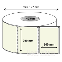 Rola etichete autocolante 200 x 140 mm dreptunghi D40 polipropilena ,alb perlat, 500 buc/rola (41x200140)