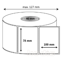 Rola etichete autocolante 78 x 100 mm dreptunghi D40 hartie termica adeziv temporar ,alb mat, 500 buc/rola (N1x078100)