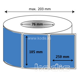 Rola etichete autocolante 105 x 250 mm dreptunghi D76 hartie ,albastru, 500 buc/rola (F2x105250)