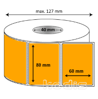 Rola etichete autocolante 80 x 60 mm dreptunghi D40 hartie ,orange, 1000 buc/rola (L1x080060)