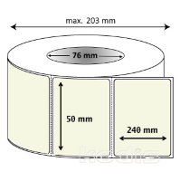 Rola etichete autocolante 50 x 240 mm dreptunghi D76 polipropilena ,alb perlat, 600 buc/rola (42x050240)