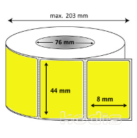 Rola etichete autocolante 44 x 8 mm dreptunghi D76 hartie ,galben fluorescent, 7000 buc/rola (62x044008)