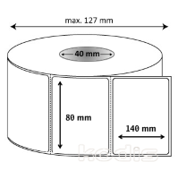 Rola etichete autocolante 80 x 140 mm dreptunghi D40 hartie speciala industria farmaceutica ,alb mat, 500 buc/rola (G1x080140)