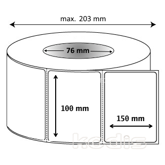 Rola etichete autocolante 100 x 150 mm dreptunghi D76 hartie termica adeziv temporar ,alb mat, 1200 buc/rola (N2x100150)