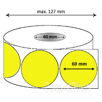 Rola etichete autocolante 60 x 60 mm rotund D40 hartie ,galben fluorescent, 1000 buc/rola (67x060060)