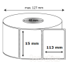 Rola etichete autocolante 15 x 113 mm dreptunghi D40 PE ,alb lucios, 400 buc/rola (221050149)