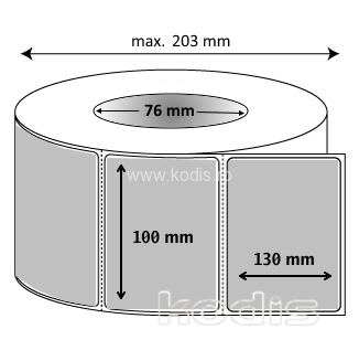 Rola etichete autocolante 100 x 130 mm dreptunghi D76 poliester ,argintiu, 1200 buc/rola (C2x100130)